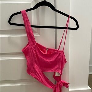 Free People Pink Asymmetrical Top